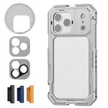 Load image into Gallery viewer, NEEWER Phone Cage Compatible with iPhone 17 Pro Max, Quick Release Video Rig Stabilizer Accessories with 67mm Filter Ring, 17mm Lens Backplate, T Mount Adapter, 4X Camera Control Cap, PA144 (Silver)_1
