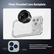 Load image into Gallery viewer, NEEWER Phone Cage Compatible with iPhone 17 Pro Max, Quick Release Video Rig Stabilizer Accessories with 67mm Filter Ring, 17mm Lens Backplate, T Mount Adapter, 4X Camera Control Cap, PA144 (Silver)_278

