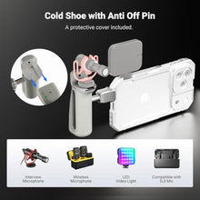 Load image into Gallery viewer, NEEWER Quick Release Bluetooth Side Handle with Cold Shoe &amp; 360 Rotation, Compatible with Blackmagic Camera App for Focus Zoom iPhone 17 Pro Max 16 S25 Ultra Phone Cage Accessories, PA148E (Silver)_774
