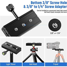 Load image into Gallery viewer, NEEWER Quick Release Plate with Clamp Adapter Set, 120mm QR Plate with Clamp, 3/8"&amp;1/4" Screw, Bubble Level, 3/8 to 1/4 Screw Adapter, Compatible with Arca Swiss Tripod Monopod Ball Head, Black_8585
