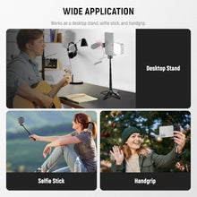 Load image into Gallery viewer, NEEWER Selfie Stick with Detachable Bluetooth Remote Shutter, Lightweight Foldable Travel Tripod for iPhone for YouTube/TikTok Vlogs Live Streaming Photography, Black, P15_5288
