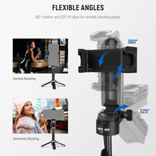Load image into Gallery viewer, NEEWER Selfie Stick with Detachable Bluetooth Remote Shutter, Lightweight Foldable Travel Tripod for iPhone for YouTube/TikTok Vlogs Live Streaming Photography, Black, P15_5289
