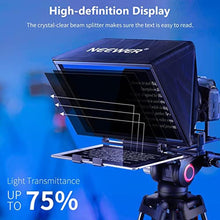 Load image into Gallery viewer, NEEWER Teleprompter X14 with RT-110 Remote &amp; APP Control (Bluetooth Connection via NEEWER Teleprompter App), Portable No Assembly Compatible with iPad Android Tablet, Smartphone, DSLR Camera, black_349

