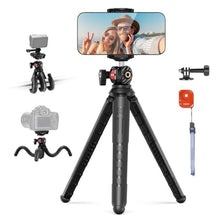 Load image into Gallery viewer, NEEWER Tripod for iPhone with Remote, Mini Flexible Phone Tripod Stand Vlog Selfie Stick with Phone Holder &amp; Action Camera Adapter Compatible with iPhone GoPro Insta360 Samsung Digital Camera, TP35, Black_1
