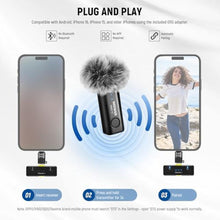 Load image into Gallery viewer, NEEWER Wireless Lavalier Microphone System for USB C, Compatible with iPhone 16 15 Samsung Android Phones, Noise Cancelling Mini Lav Omnidirectional Condenser Mic for Vlogging Live Streaming, KM23, silver_2806
