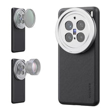 Load image into Gallery viewer, NEEWER X200 Pro Case, Protective Phone Case Compatible with VIVO X200 Pro, Heavy Duty TPU + PC Faux Leather with 17mm Lens Mounts &amp; 67mm Filter Adapter for Wireless Charging, PA114 Black + Silver, BlackSilver_1
