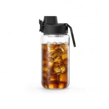 Load image into Gallery viewer, Neodaco 20 oz Sports Water Bottle with Handle, Borosilicate Glass, ClearBlack_1
