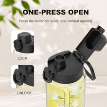 Load image into Gallery viewer, Neodaco 20 oz Sports Water Bottle with Handle, Borosilicate Glass, ClearBlack_1981
