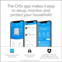 Load image into Gallery viewer, NETGEAR Orbi Whole Home Tri-Band Mesh WiFi 6 System (RBK652S) Router + 1 Satellite Extender - Security Features - Coverage up to 3,500 sq. ft., 40 Devices - AX3000 (up to 3Gbps)_423
