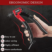 Load image into Gallery viewer, NEU MASTER Rivet Gun with 200 Rivets, Heavy Duty Manual Rivet Gun Kit, 4 Tool-free Interchangeable Heads with Carrying Case, One-hand Pop Riveter for Metal, Plastic, Leather &amp; DIY, BlackRed_7960
