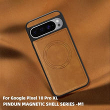 Load image into Gallery viewer, Newhalper Shockproof Case Fit for Google Pixel 10 Pro XL Premium PU Leather Magnetic Rugged Compatible with MagSafe Slim Phone Cover for Pixel 10 Pro XL (Brown)_402
