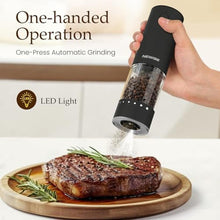 Load image into Gallery viewer, Newise Electric Salt and Pepper Grinder Set, Rechargeable Pepper Mills with LED Light &amp; External Coarseness Adjustment, Kitchen Gadgets for Mom Home Cooks &amp; Families - Black_5635
