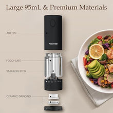 Load image into Gallery viewer, Newise Electric Salt and Pepper Grinder Set, Rechargeable Pepper Mills with LED Light &amp; External Coarseness Adjustment, Kitchen Gadgets for Mom Home Cooks &amp; Families - Black_5638
