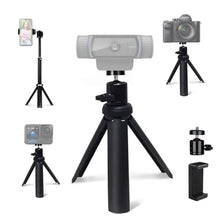Load image into Gallery viewer, NexiGo Lightweight Mini Tripod for Camera/Phone/Webcam, Extendable Stand, for NexiGo Logitech Webcam C920 C922 C925e C922x C930e C930 C615 Brio and Other Lightweight Devices with 1/4" Thread, Black_1
