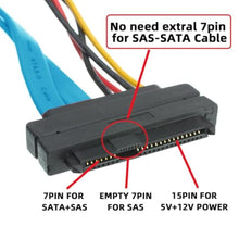 Load image into Gallery viewer, NGFF SAS Cable SFF-8482 SAS 29 Pin to SATA 22Pin Hard Disk Drive Raid Extension Cable Unidirectional (No Integrated Chips) with IDE 4Pin Power Port (70cm), Blue_716
