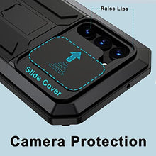 Load image into Gallery viewer, NINKI Compatible for Galaxy S23 Plus Metal Silicone Case with Camera Cover and Screen Protector,Shockproof Aluminium Metal Case for S23 Plus Phone with Kickstand Black, BlackCameraCover_1278
