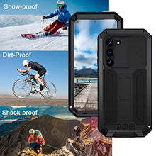 Load image into Gallery viewer, NINKI Compatible for Galaxy S23 Plus Metal Silicone Case with Camera Cover and Screen Protector,Shockproof Aluminium Metal Case for S23 Plus Phone with Kickstand Black, BlackCameraCover_1280
