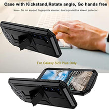 Load image into Gallery viewer, NINKI Compatible for Galaxy S23 Plus Metal Silicone Case with Camera Cover and Screen Protector,Shockproof Aluminium Metal Case for S23 Plus Phone with Kickstand Black, BlackCameraCover_1281
