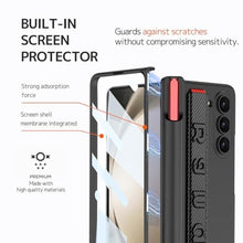 Load image into Gallery viewer, Ninki Compatible Samsung Galaxy Z Fold 6 Case with S Pen (Red) Carbon Fiber, Magnetic Hinge Protection Screen Protector for Samsung Z Fold 6 with S Pen Holder, CarbonFiberRedPen_2682
