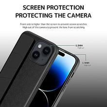 Load image into Gallery viewer, NINKI Compatible with iPhone 15 Case with Strap,Shockproof Leather PC Cover Camera Protective Slim Thin Wristband Case for iPhone 15 Case Men,Cover for Apple iPhone 15 Case Finger Grip Loop Black_2152
