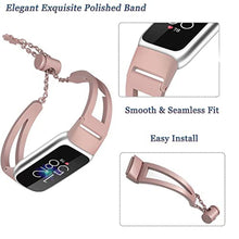 Load image into Gallery viewer, NINKI Rose Pink Chain Band Compatible Fitbit Luxe Bracelet Bands for Women,Metal Dressy Bangle Adjustable Strap Jewelry Link Feminine Large Luxe Fitbit Bands for Fitbit Luxe Watch Band Small Pink, RosePink_8261
