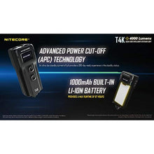 Load image into Gallery viewer, Nitecore T4K Keychain EDC Flashlight, 4000 Lumen LED Super Bright and USB-C Rechargeable with Organizer, White_7974
