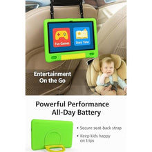 Load image into Gallery viewer, NOBKLEN 10.1 Inch Android Tablet, Octa-Core 64GB Storage, HD IPS Display, Green Shockproof Case, WiFi, Bluetooth, Big Battery, Purple, GreenRope_1962
