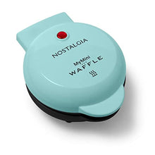 Load image into Gallery viewer, Nostalgia MyMini Personal Electric Waffle Maker, 5-Inch Cooking Surface, Hash browns, French Toast, Grilled Cheese, Quesadilla, Brownies, Cookies, Aqua_1
