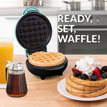 Load image into Gallery viewer, Nostalgia MyMini Personal Electric Waffle Maker, 5-Inch Cooking Surface, Hash browns, French Toast, Grilled Cheese, Quesadilla, Brownies, Cookies, Aqua_372
