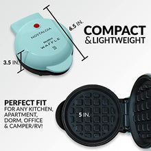 Load image into Gallery viewer, Nostalgia MyMini Personal Electric Waffle Maker, 5-Inch Cooking Surface, Hash browns, French Toast, Grilled Cheese, Quesadilla, Brownies, Cookies, Aqua_374
