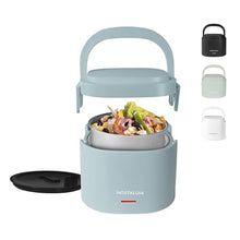 Load image into Gallery viewer, Nostalgia Portable 20-Ounce Electric Heated Lunch Box Travel Size 2.5 Cup Capacity for Soup, Chili, and Leftovers Leak Proof Silicone Sealed Lid, Foldable Carry Handle, Detachable Cord Chambray_1
