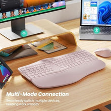 Load image into Gallery viewer, Nulea KM75 Wireless Keyboard and Mouse Combo, Comfortable Natural Typing, Palm Rest, Multi-Device (Bluetooth, 2.4G, Wired), Rechargeable, for Multi-OS, Windows, Mac, Android (Light Pink), LightPink_2661
