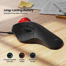 Load image into Gallery viewer, Nulea Wireless Ergonomic Trackball Mouse, Rechargeable, Bluetooth Rollerball Mouse, 44mm Index Finger Trackball, 5 Adjustable DPI, Compatible with PC, Laptop, Mac, ARed_2635
