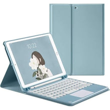 Load image into Gallery viewer, NUWONAYA Case with Touchpad Keyboard for Galaxy Tab S10+ Plus/S9+ Plus/S9 FE+ Plus/S8+ Plus/S7+ Plus/S7 FE 12.4",Candy Color Round Keys Magnetic Detachable KeyboardMist Blue, MistBlue_1
