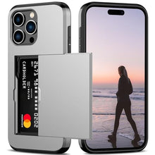 Load image into Gallery viewer, Nvollnoe Compatible with iPhone 15 Pro Max Case with Card Holder Heavy Duty Protective Dual Layer Shockproof Hidden Card Slot Slim Wallet Phone Cover for Women&amp;Men 6.7 inch(Gray)_1
