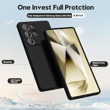 Load image into Gallery viewer, oakxco for Samsung Galaxy S25 Ultra Case Silicone, Thin Slim Grip Soft Rubber Gel Protective Phone Case for Women, Matte Plain Solid Color Aesthetic Cute Girly Case with Camera Cover, Black_848
