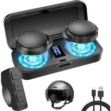 Load image into Gallery viewer, OBEST Motorcycle Bluetooth Headset with Charging Case, Helmet Bluetooth Speaker with Microphones &amp; LED Display, 1900mAh Battery with 50Hours Work Time Wireless Headsets for Skiing and Riding, Black_1
