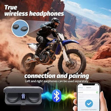 Load image into Gallery viewer, OBEST Motorcycle Bluetooth Headset with Charging Case, Helmet Bluetooth Speaker with Microphones &amp; LED Display, 1900mAh Battery with 50Hours Work Time Wireless Headsets for Skiing and Riding, Black_10352
