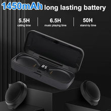Load image into Gallery viewer, OBEST Motorcycle Bluetooth Headset with Charging Case, Helmet Bluetooth Speaker with Microphones &amp; LED Display, 1900mAh Battery with 50Hours Work Time Wireless Headsets for Skiing and Riding, Black_10355

