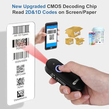 Load image into Gallery viewer, OBZ Mini Bluetooth Barcode Scanner, 2D Wireless Barcode Scanner, Versatile Portable Handheld USB 1D 2D QR Code Scanner Work with Mac OS, Windows, iOS, Android Tablet, Phone, PC, POS (Upgraded Version), BlackUpgraded_6031
