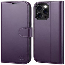 Load image into Gallery viewer, OCASE Compatible with iPhone 16 Pro Max Wallet Case, PU Leather Flip Folio Case with Card Holders RFID Blocking Kickstand [Shockproof TPU Inner Shell] Phone Cover 6.9 Inch 2024, Dark Purple, DarkPurple_1
