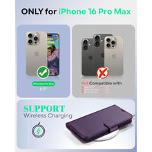 Load image into Gallery viewer, OCASE Compatible with iPhone 16 Pro Max Wallet Case, PU Leather Flip Folio Case with Card Holders RFID Blocking Kickstand [Shockproof TPU Inner Shell] Phone Cover 6.9 Inch 2024, Dark Purple, DarkPurple_1670
