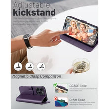 Load image into Gallery viewer, OCASE Compatible with iPhone 16 Pro Max Wallet Case, PU Leather Flip Folio Case with Card Holders RFID Blocking Kickstand [Shockproof TPU Inner Shell] Phone Cover 6.9 Inch 2024, Dark Purple, DarkPurple_1672
