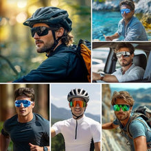 Load image into Gallery viewer, Ofwin Polarized Cycling Sports Sunglasses for Men Women UV Protection Fishing Bike Running Wrap Around Sun Glasses Matte Black Frame/Green Mirror Lens, MatteBlackFrameGreenMirrorLens_375
