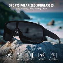 Load image into Gallery viewer, Ofwin Polarized Cycling Sports Sunglasses for Men Women UV Protection Fishing Bike Running Wrap Around Sun Glasses Matte Black Frame/Green Mirror Lens, MatteBlackFrameGreenMirrorLens_376
