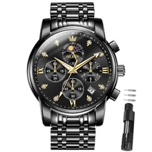 Load image into Gallery viewer, OLEVS Black Watches for Men,Men's Black Watch Stainless Steel,Men's Dress Watch Roman Numerals,Big Face Mens Watches Luxury,Mens Waterproof Wristwatch,Reloje para Hombre_1
