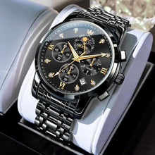 Load image into Gallery viewer, OLEVS Black Watches for Men,Men's Black Watch Stainless Steel,Men's Dress Watch Roman Numerals,Big Face Mens Watches Luxury,Mens Waterproof Wristwatch,Reloje para Hombre_7131

