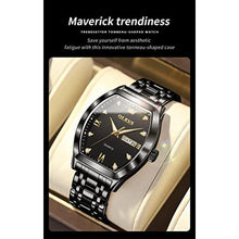 Load image into Gallery viewer, OLEVS Mens Gold Watches Business Dress Diamond Tonneau Big Face Men Wrist Watch Stainless Steel Waterproof Dual Date Watch Gift_2189
