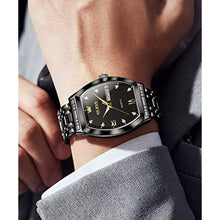 Load image into Gallery viewer, OLEVS Mens Gold Watches Business Dress Diamond Tonneau Big Face Men Wrist Watch Stainless Steel Waterproof Dual Date Watch Gift_2191
