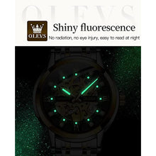 Load image into Gallery viewer, OLEVS Mens Silver Skeleton Watch Automatic Mechanical Self Winding Luxury Dress Stainless Steel Waterproof Luminous Wrist Watches_260
